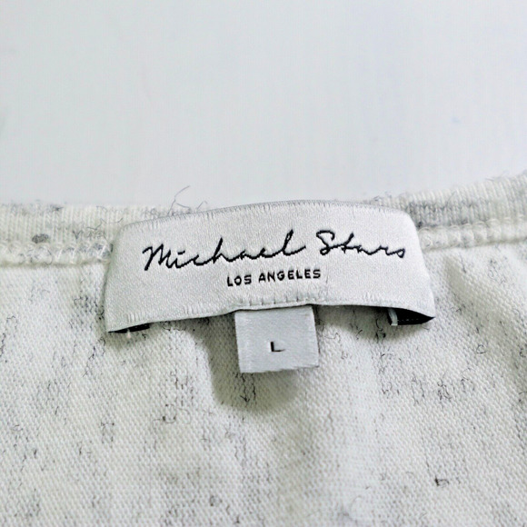 Michael Stars Size L Keyhole Cutout Knit Top Marled White Ash Gray - Picture 9 of 10